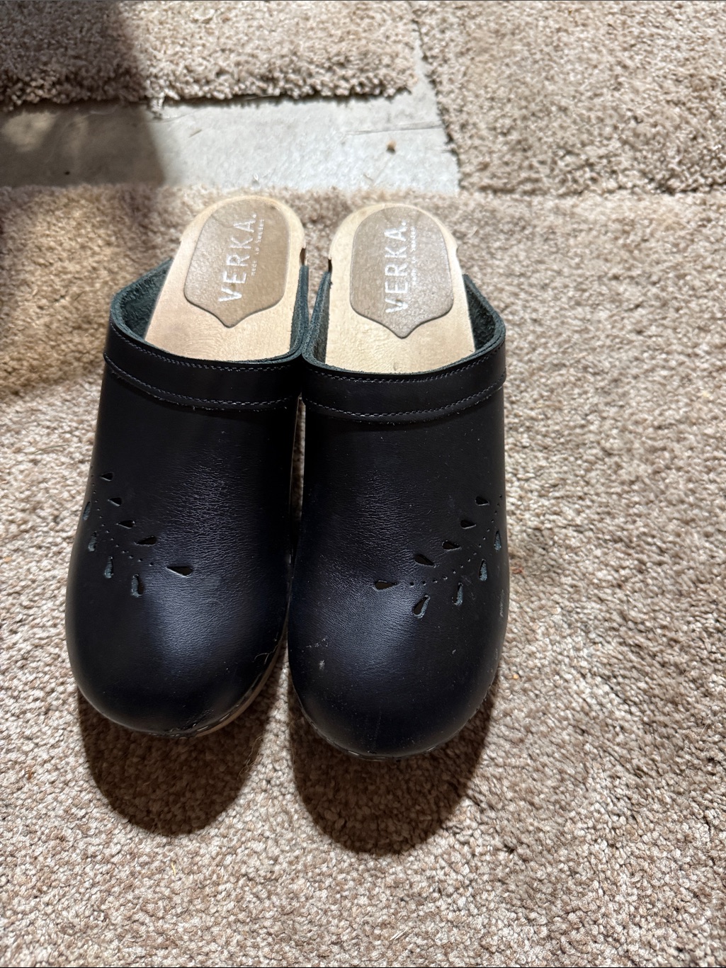 Erika Black Leather Slip-On Mules